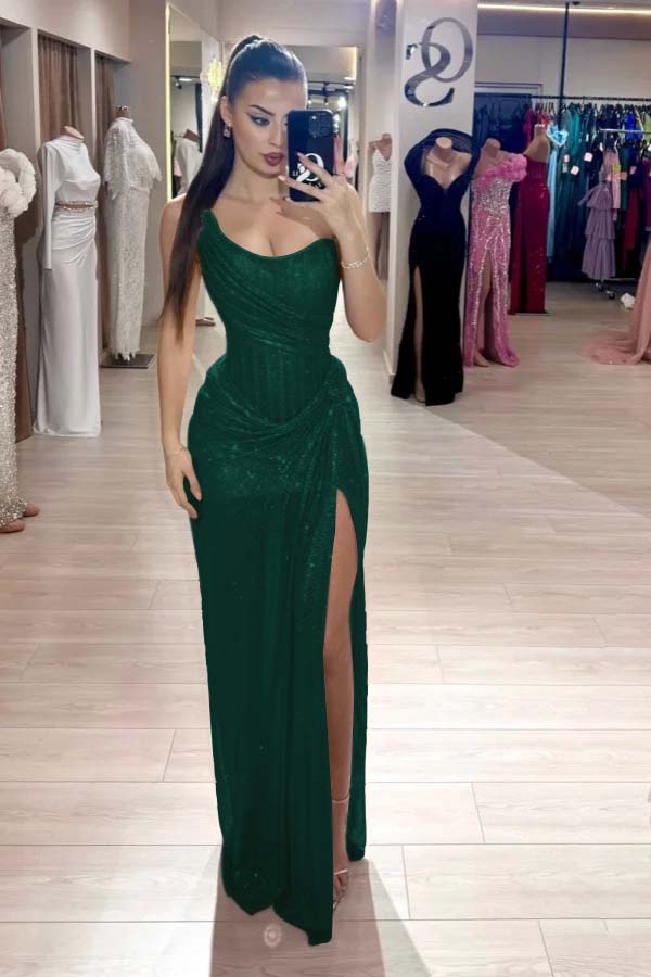 Strapless Sleeveless Mermaid Long Formal Dress With High Split