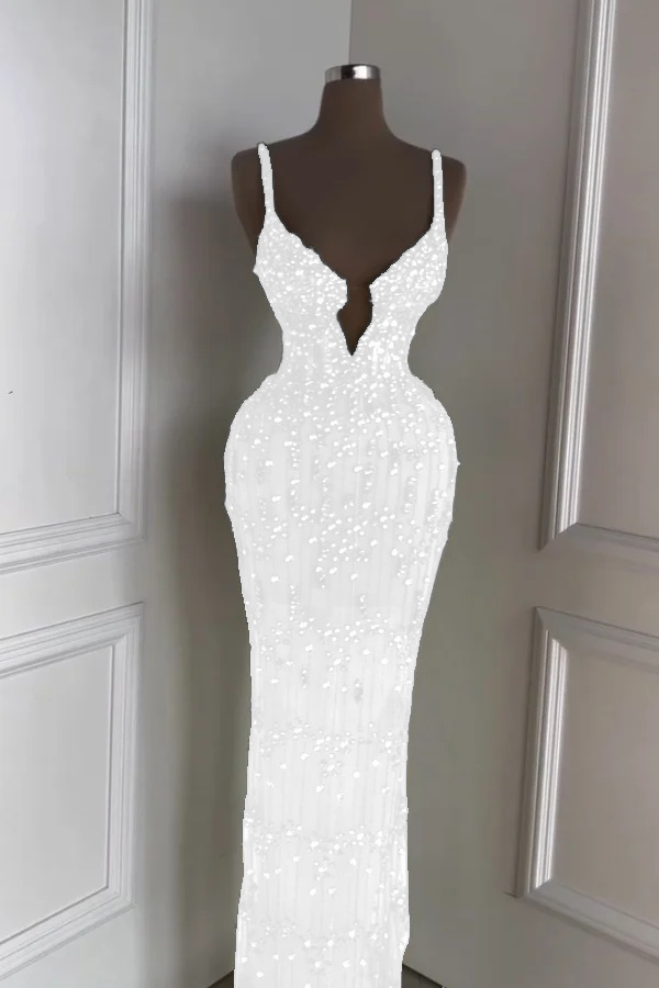 Spaghetti Strap Sleeveless Long Mermaid Formal Dress With Beading