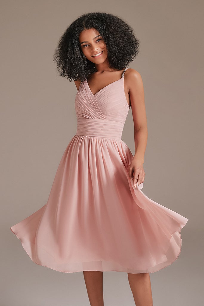 Junior Pink Sleeveless Bridesmaid Dress