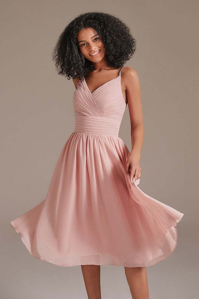 Junior Pink Sleeveless Bridesmaid Dress