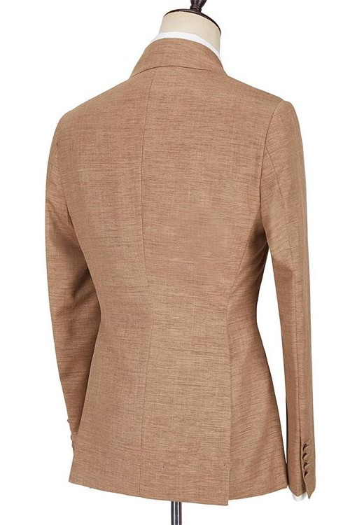 Elegant Brown Peaked Lapel Prince Suits for Prom with Ruffles