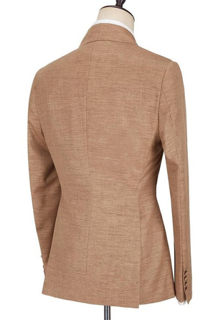 Elegant Brown Peaked Lapel Prince Suits for Prom with Ruffles