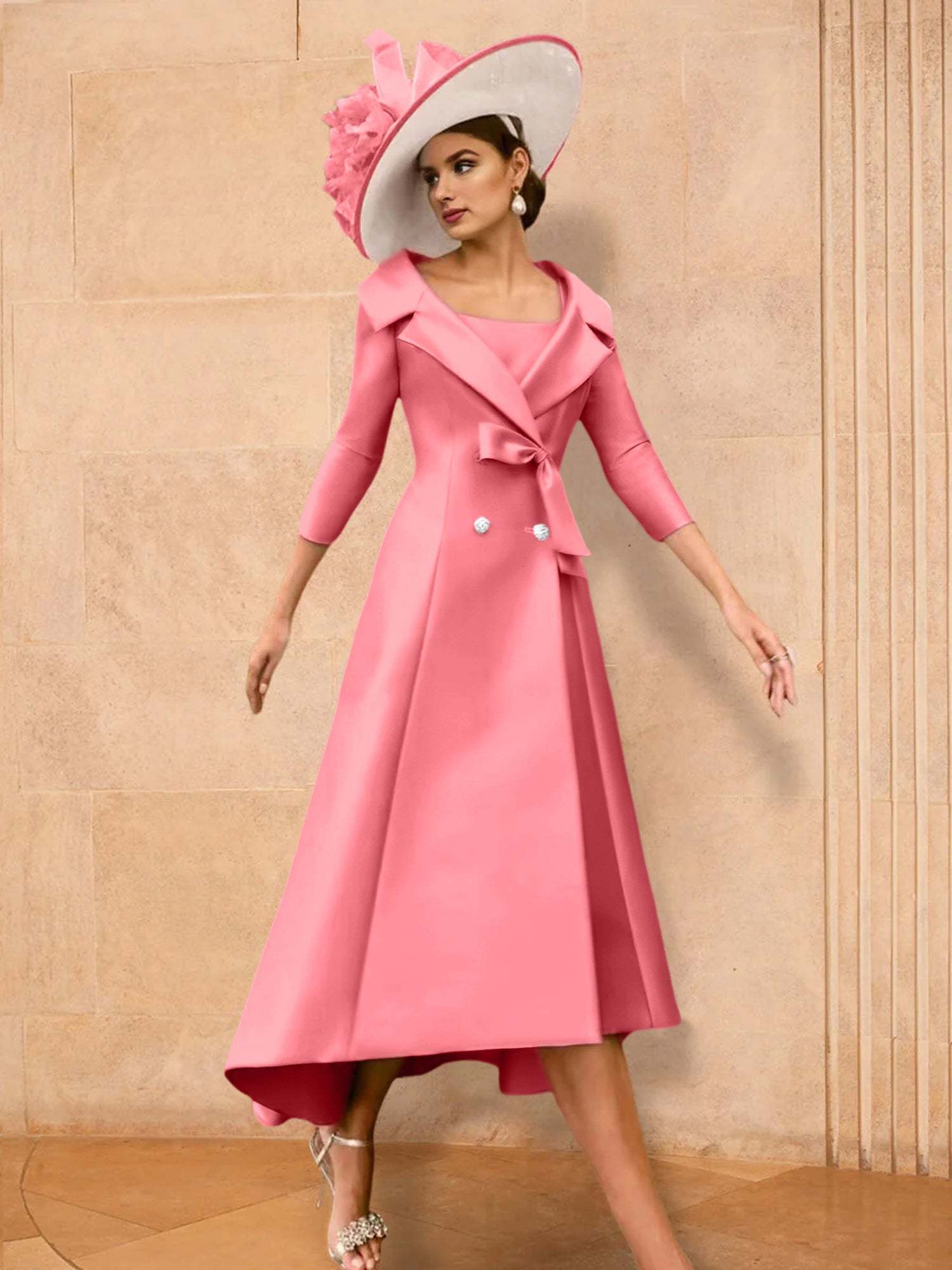 Long-Sleeve A-Line Princess Gown for the Mother of the Bride with Bowknot