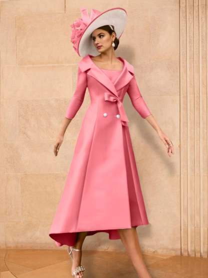 Long-Sleeve A-Line Princess Gown for the Mother of the Bride with Bowknot