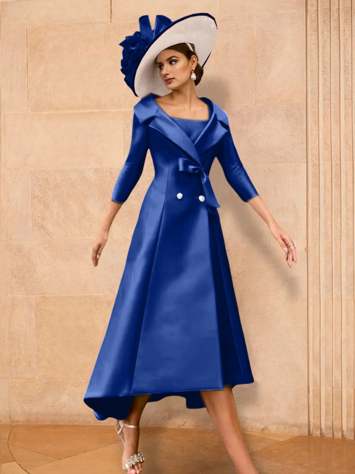 Long-Sleeve A-Line Princess Gown for the Mother of the Bride with Bowknot