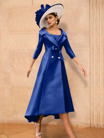 Long-Sleeve A-Line Princess Gown for the Mother of the Bride with Bowknot