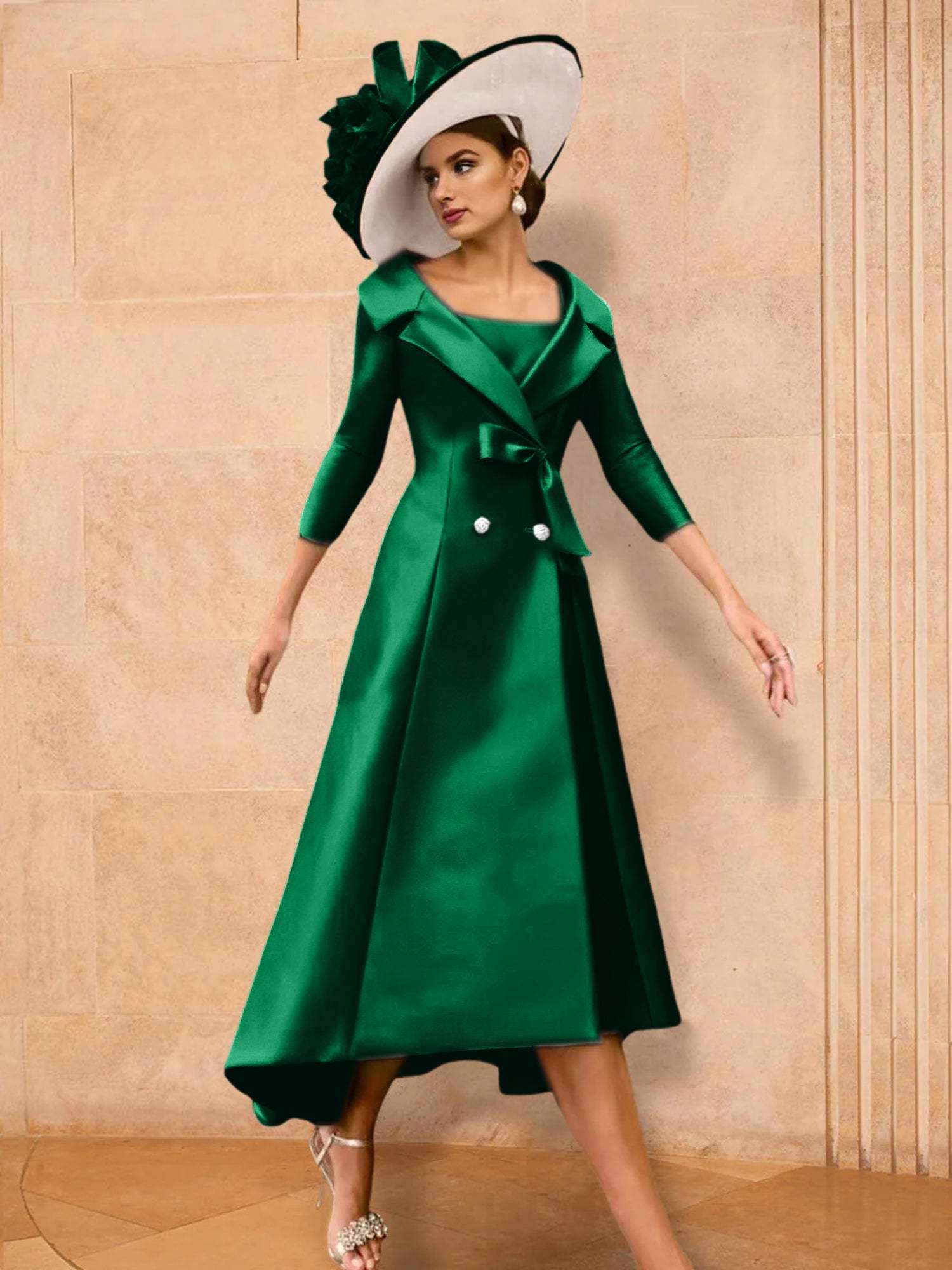 Long-Sleeve A-Line Princess Gown for the Mother of the Bride with Bowknot