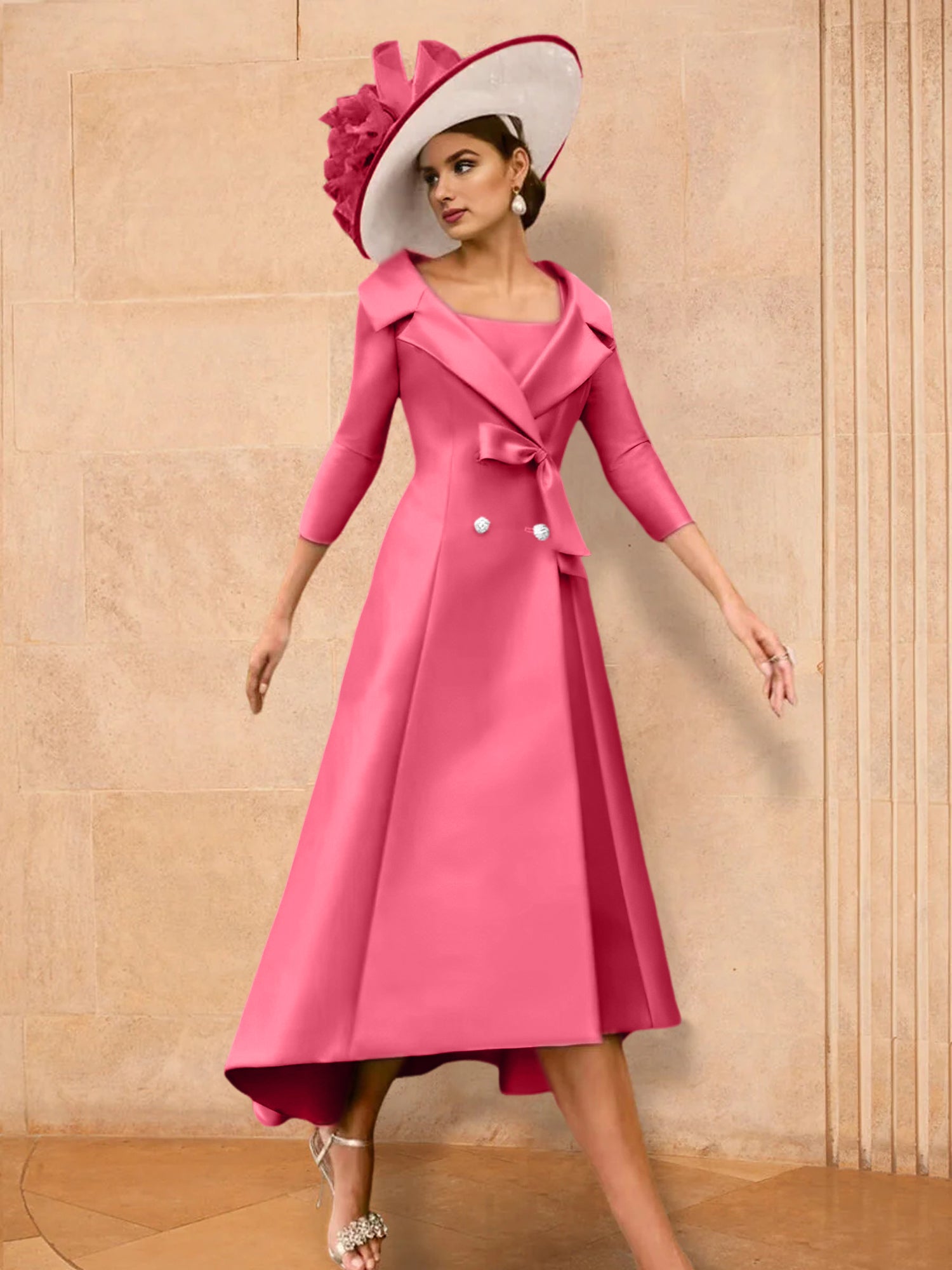 Long-Sleeve A-Line Princess Gown for the Mother of the Bride with Bowknot