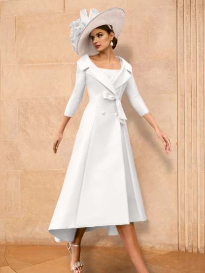Long-Sleeve A-Line Princess Gown for the Mother of the Bride with Bowknot