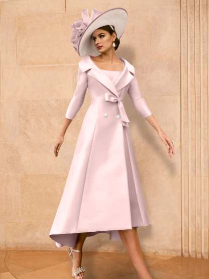 Long-Sleeve A-Line Princess Gown for the Mother of the Bride with Bowknot