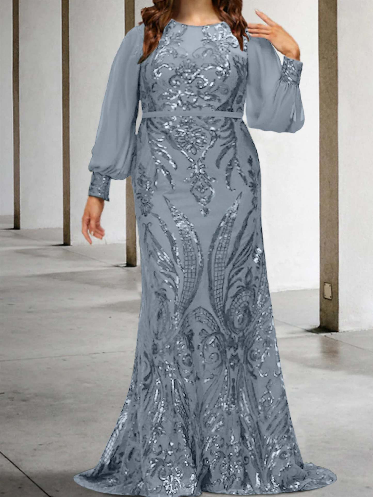 Sequined Mother of the Bride Sheath or Column Gowns