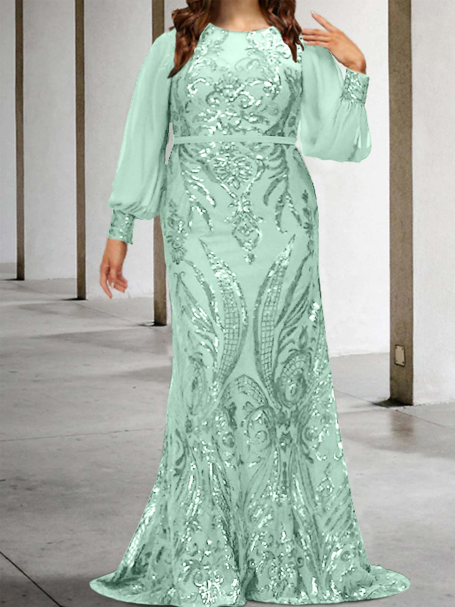 Sequined Mother of the Bride Sheath or Column Gowns