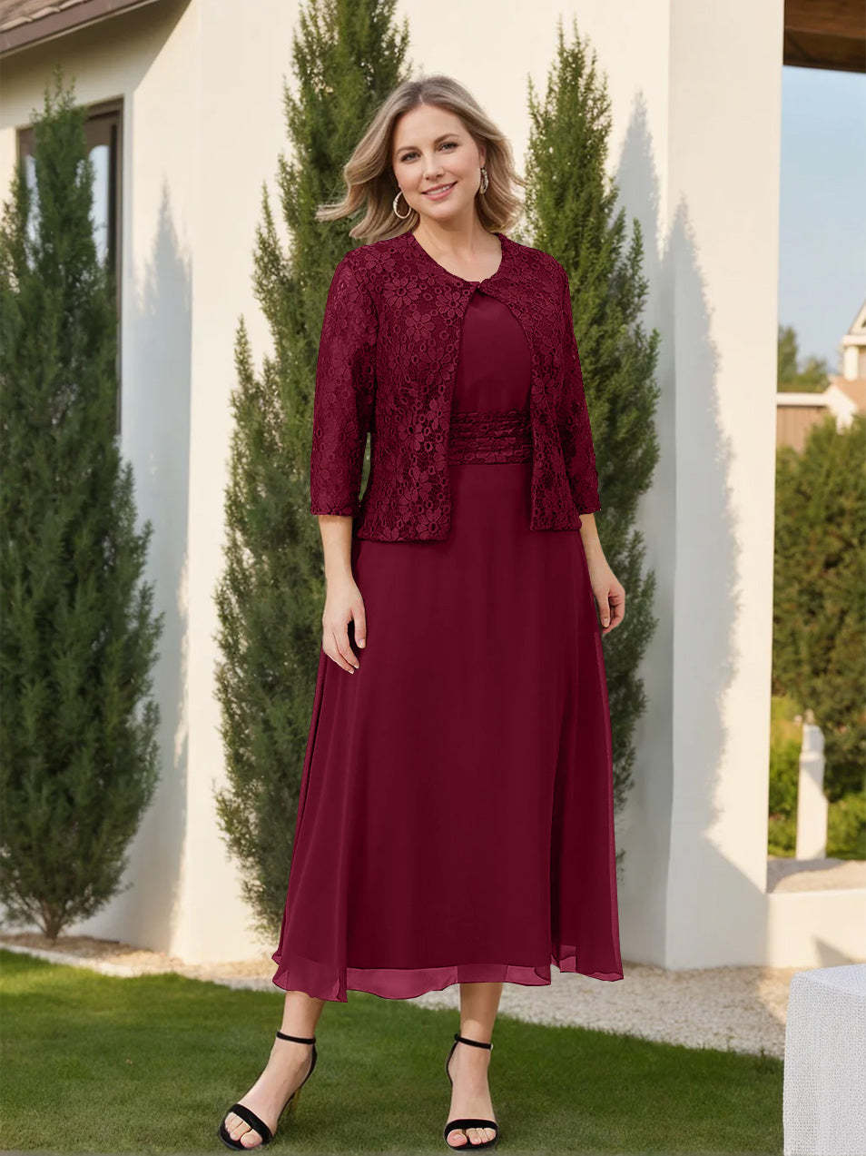 Mother of the Bride A-Line/Princess Dresses Featuring Applique and Jacket