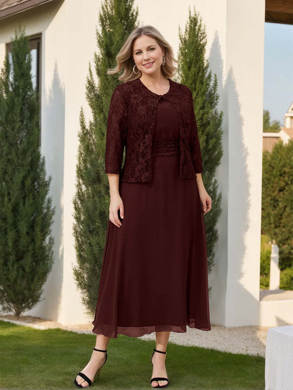Mother of the Bride A-Line/Princess Dresses Featuring Applique and Jacket
