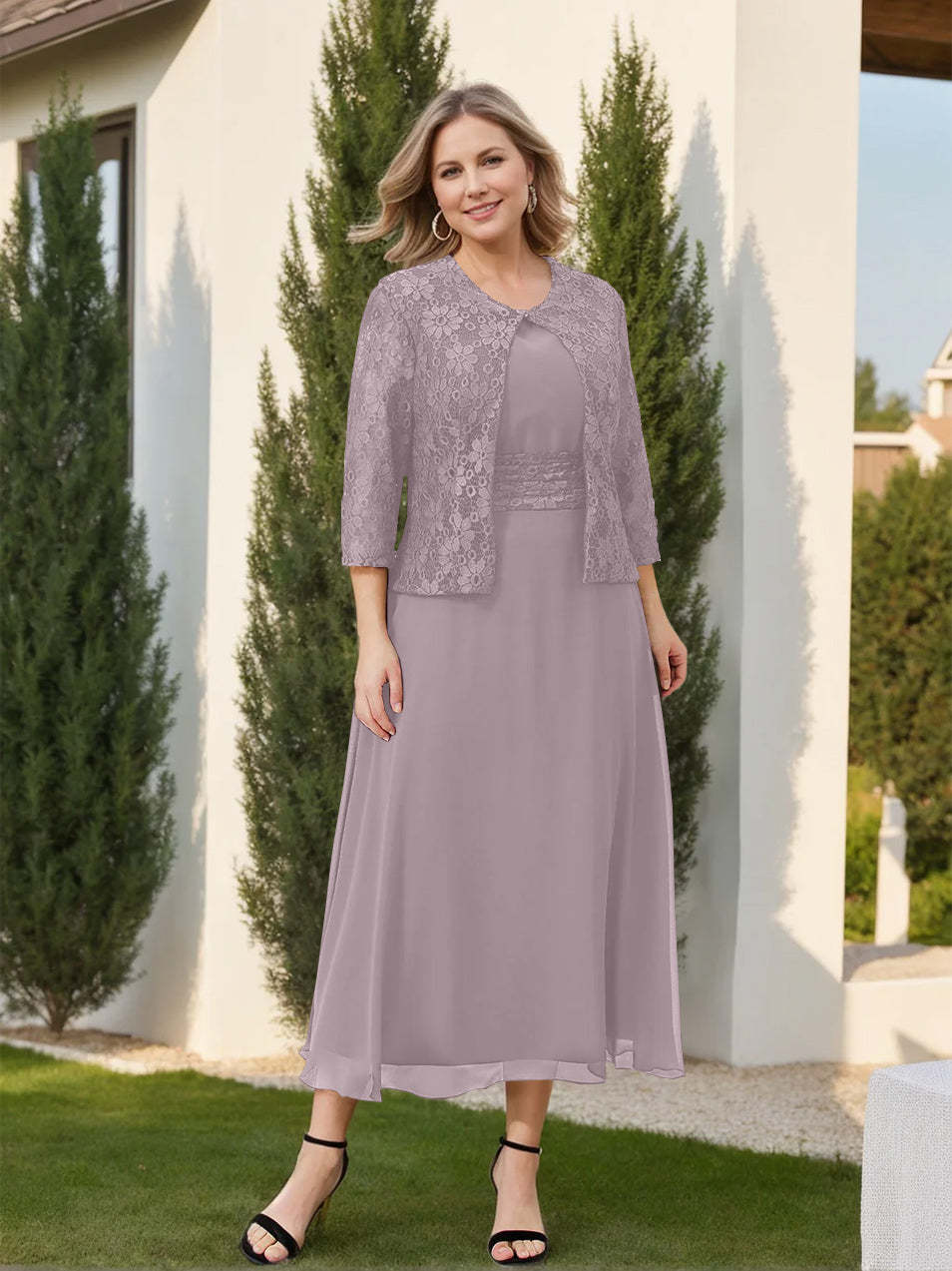Mother of the Bride A-Line/Princess Dresses Featuring Applique and Jacket