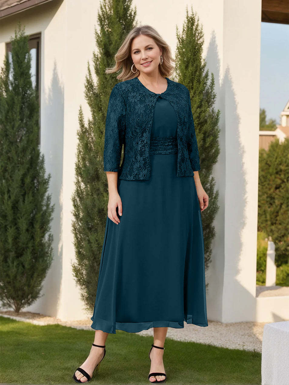 Mother of the Bride A-Line/Princess Dresses Featuring Applique and Jacket