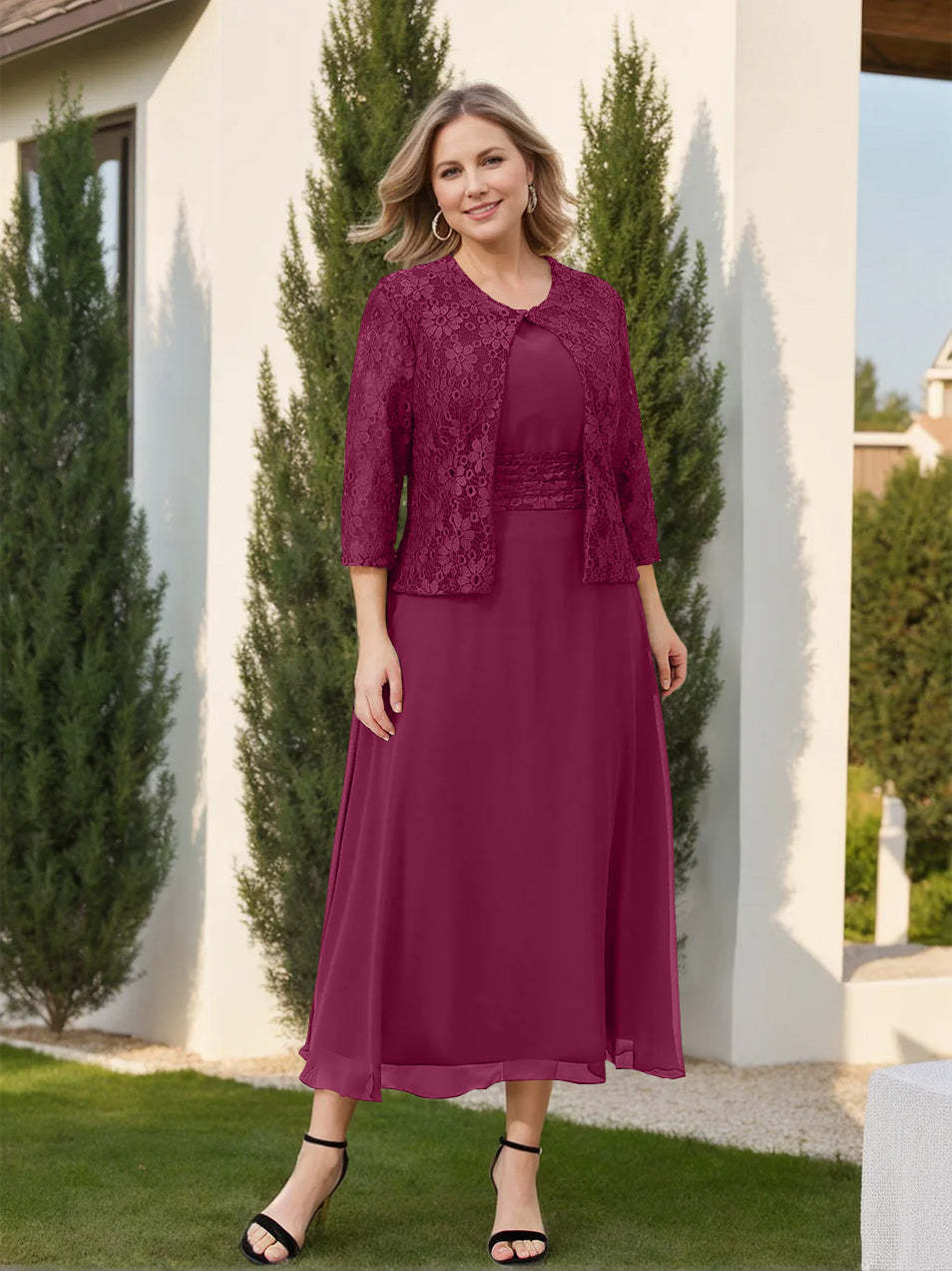 Mother of the Bride A-Line/Princess Dresses Featuring Applique and Jacket