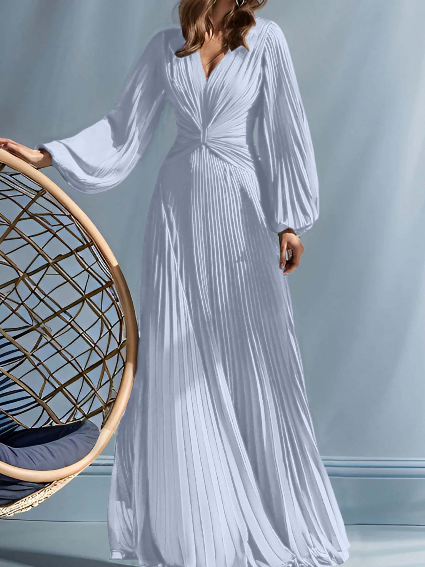 V-Neck A-Line Princess Gown for the Mother of the Bride with Ruched Detail