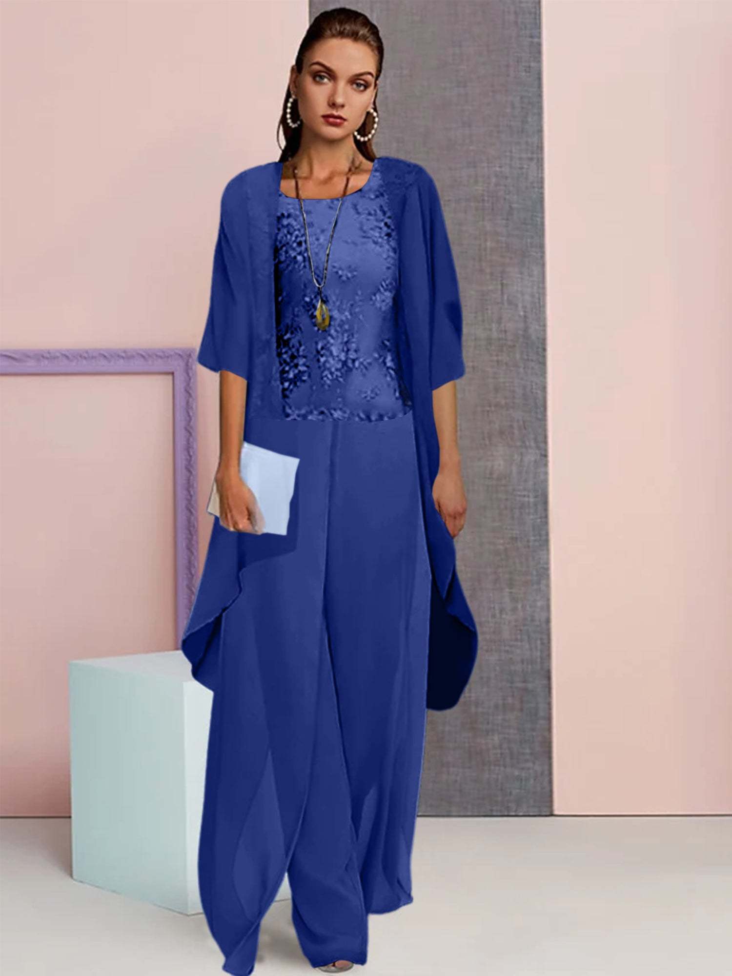 Elegant Mother of the Bride Jacket and Pantsuits in Chiffon
