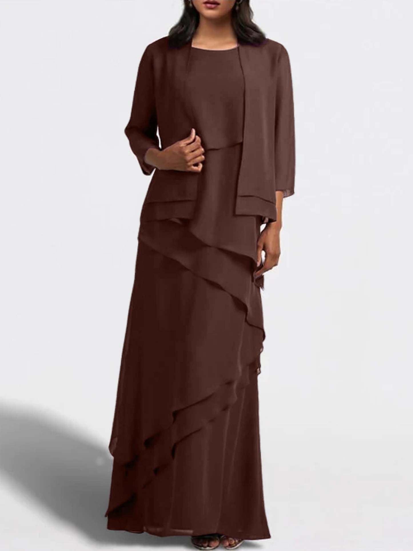 Floor-Length Mother of the Bride Sheath Dress with Matching Jacket