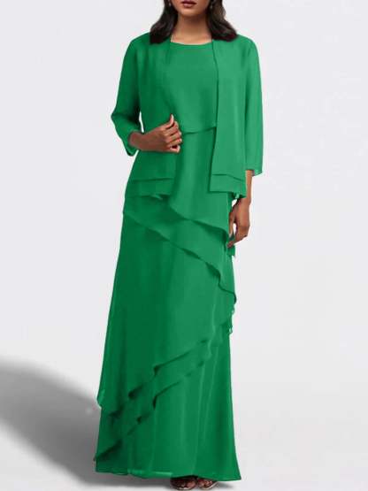 Floor-Length Mother of the Bride Sheath Dress with Matching Jacket