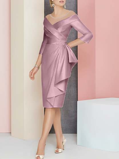 Elegant Knee-Length V-Neck Sheath/Column Mother of the Bride Dresses