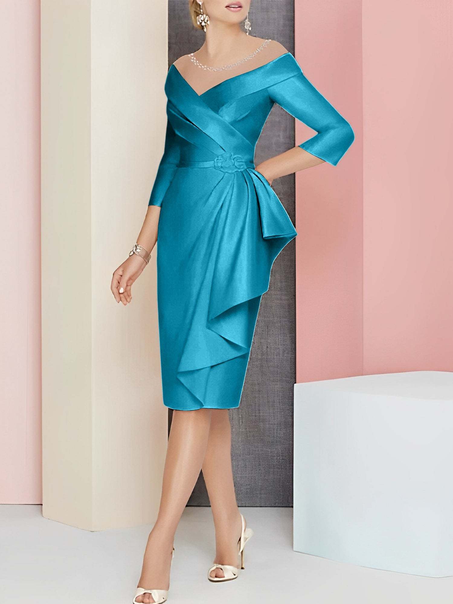 Elegant Knee-Length V-Neck Sheath/Column Mother of the Bride Dresses