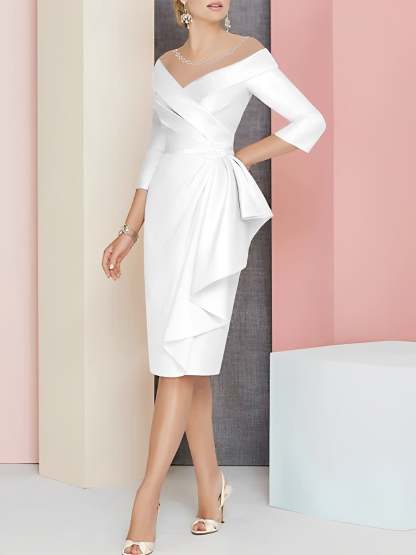 Elegant Knee-Length V-Neck Sheath/Column Mother of the Bride Dresses