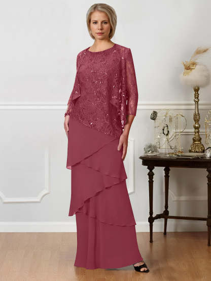 Floor-Length A-Line Mother of the Bride Dresses with Jewel Neck