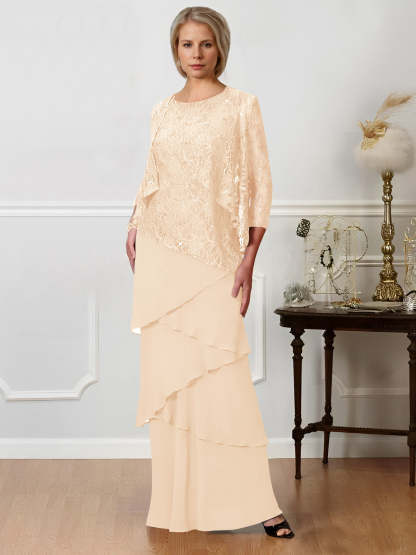 Floor-Length A-Line Mother of the Bride Dresses with Jewel Neck