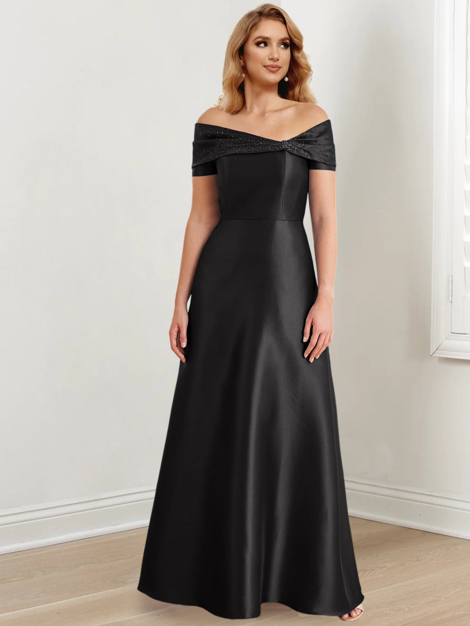 Elegant Floor-Length Off-the-Shoulder Mother of the Bride A-Line/Princess Dresses