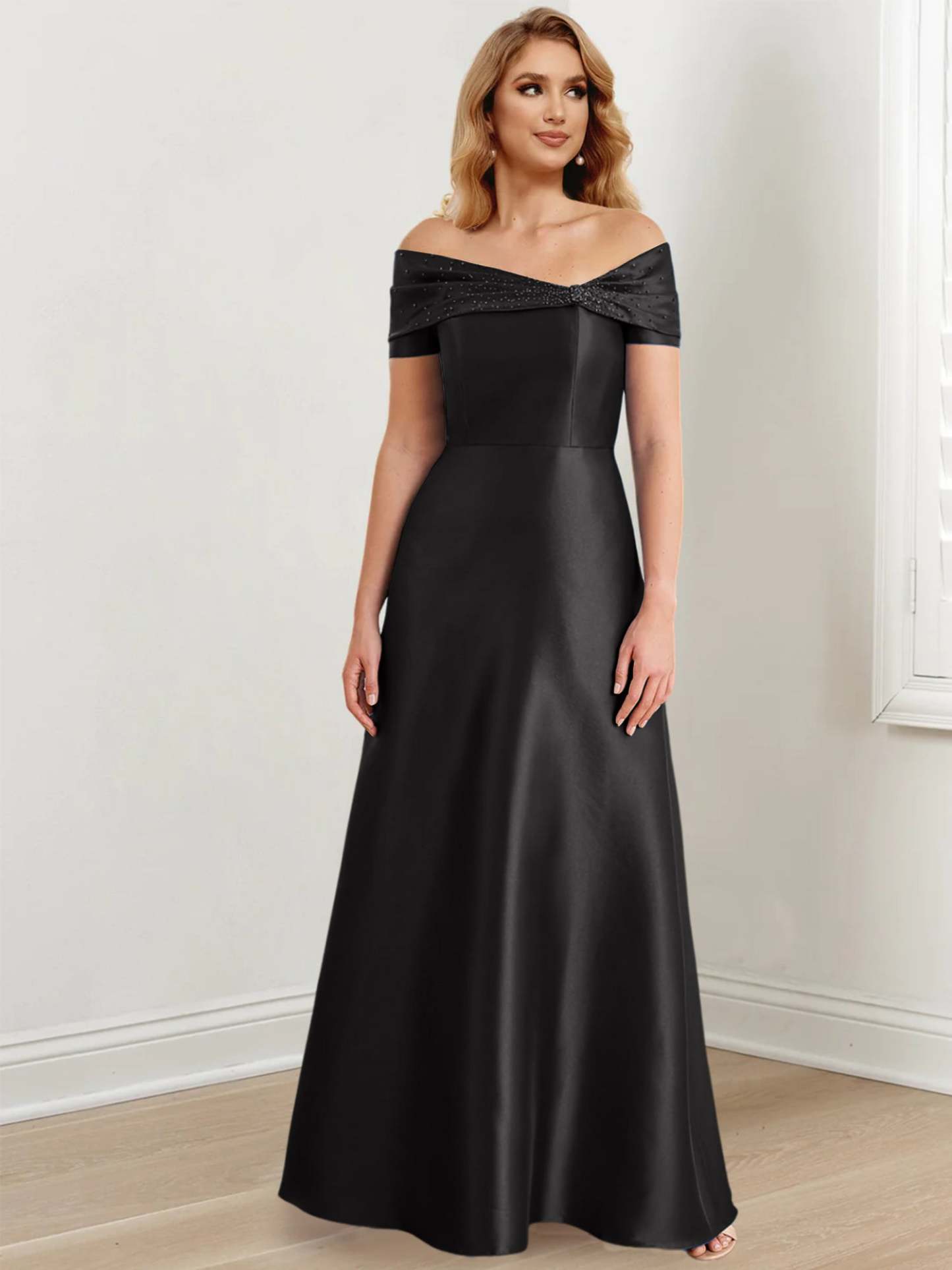 Elegant Floor-Length Off-the-Shoulder Mother of the Bride A-Line/Princess Dresses