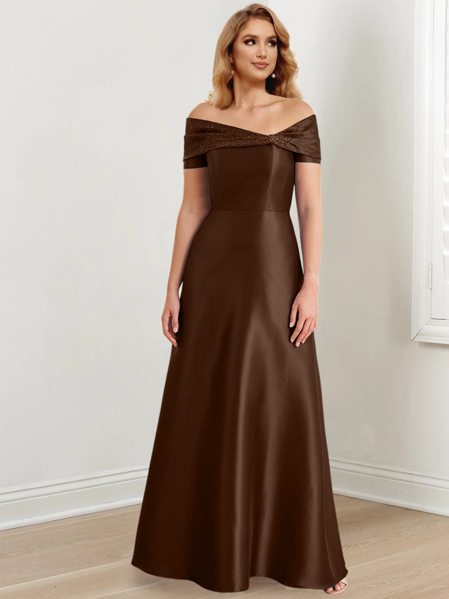 Elegant Floor-Length Off-the-Shoulder Mother of the Bride A-Line/Princess Dresses
