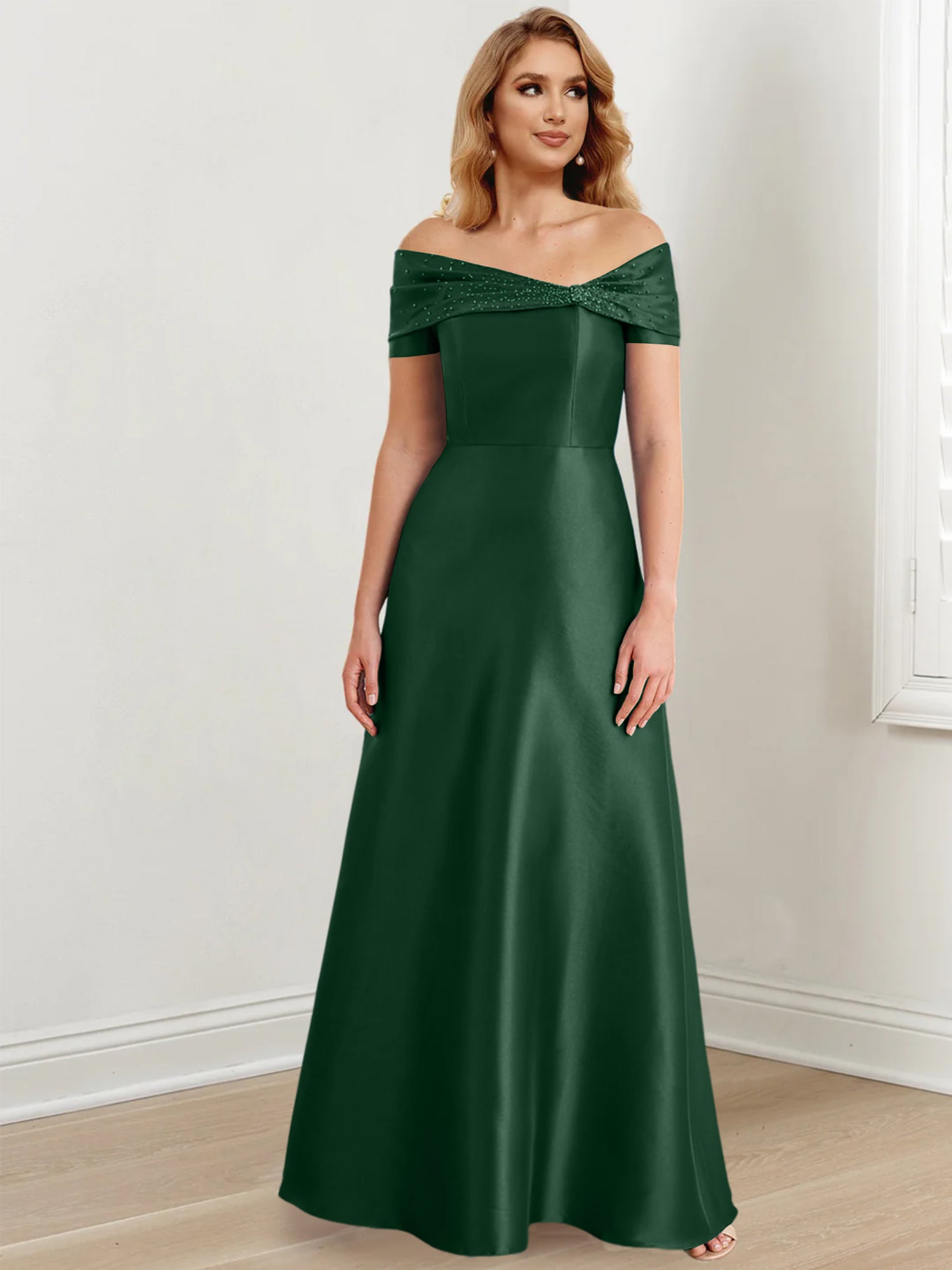 Elegant Floor-Length Off-the-Shoulder Mother of the Bride A-Line/Princess Dresses