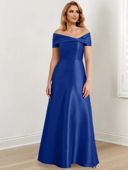 Elegant Floor-Length Off-the-Shoulder Mother of the Bride A-Line/Princess Dresses