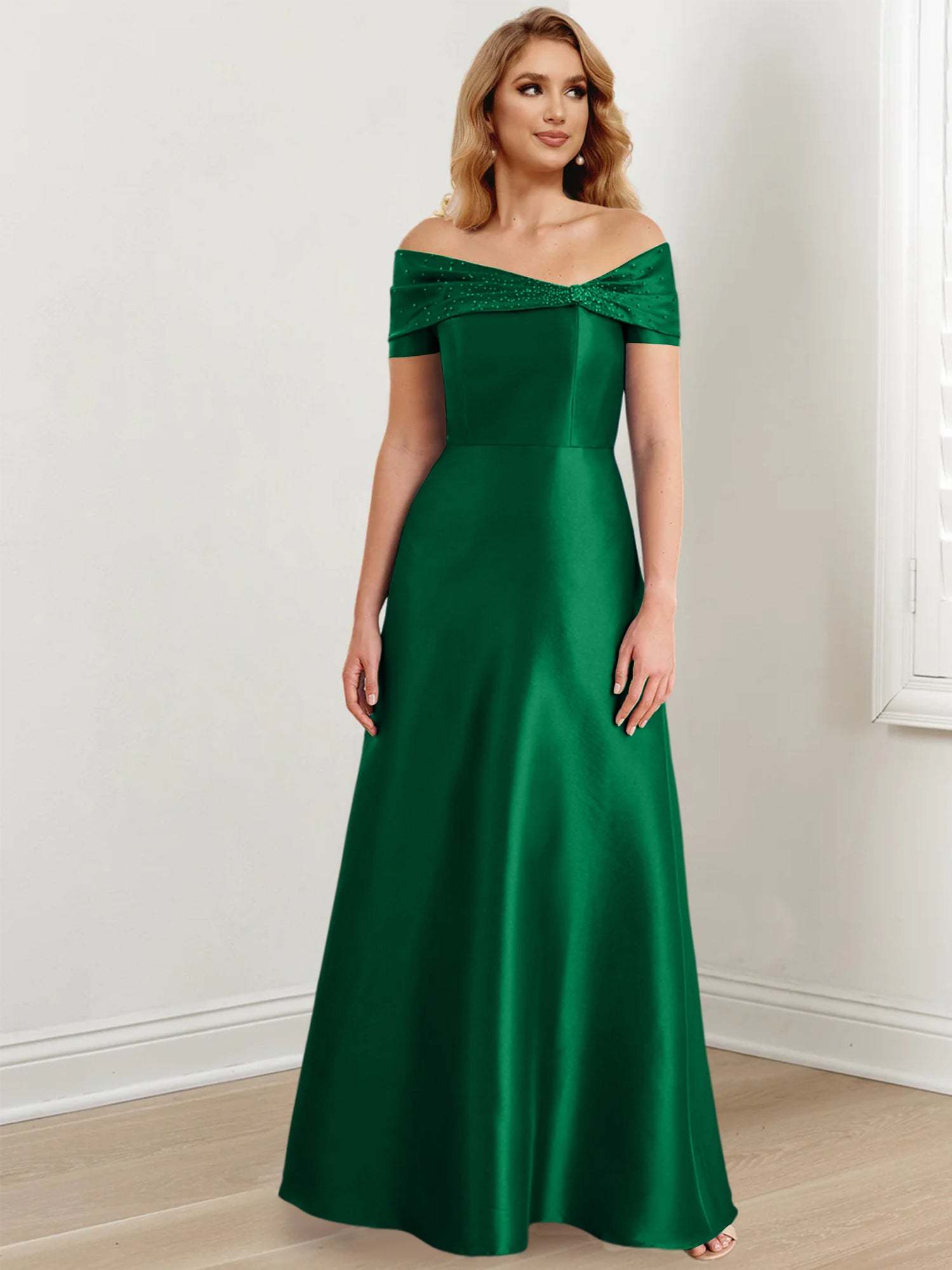 Elegant Floor-Length Off-the-Shoulder Mother of the Bride A-Line/Princess Dresses