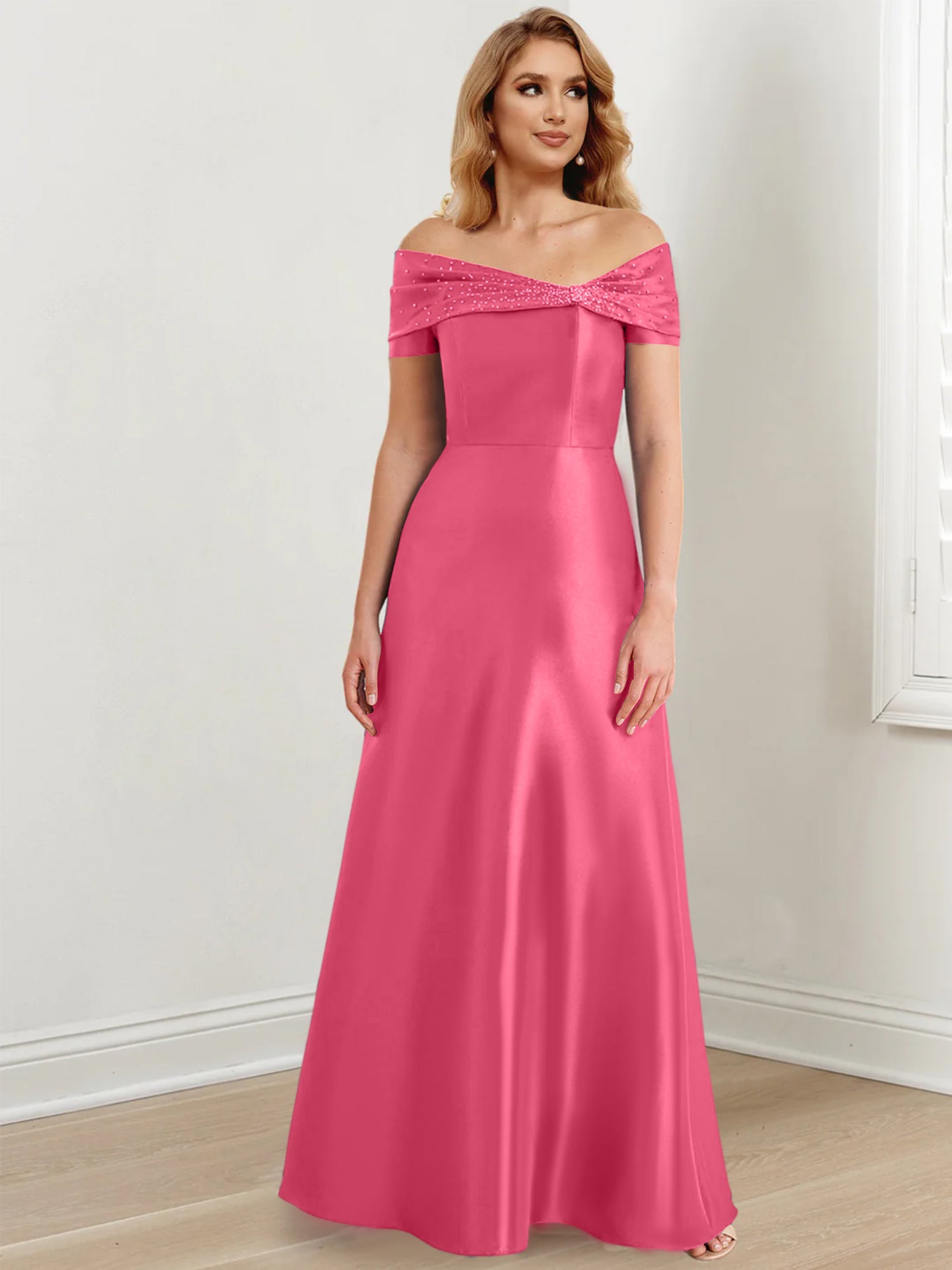 Elegant Floor-Length Off-the-Shoulder Mother of the Bride A-Line/Princess Dresses