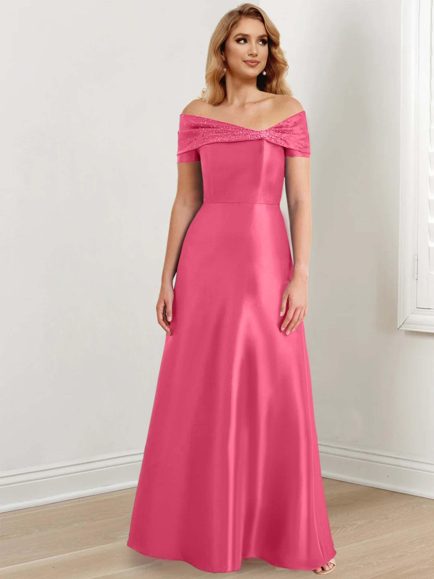 Elegant Floor-Length Off-the-Shoulder Mother of the Bride A-Line/Princess Dresses