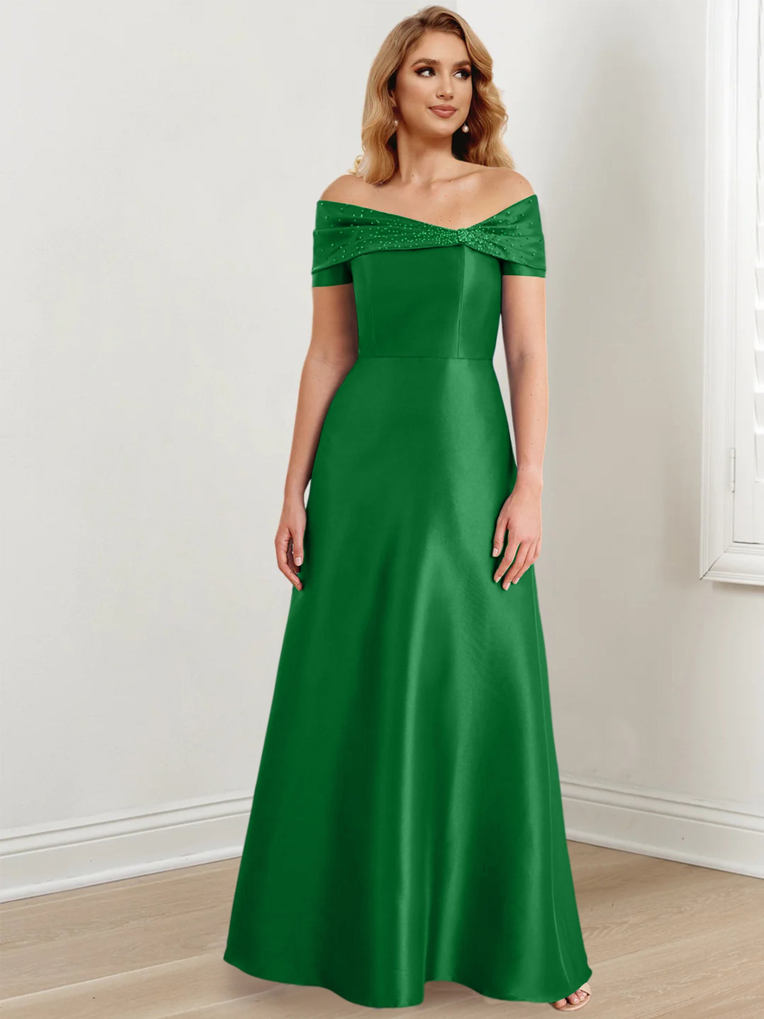 Elegant Floor-Length Off-the-Shoulder Mother of the Bride A-Line/Princess Dresses