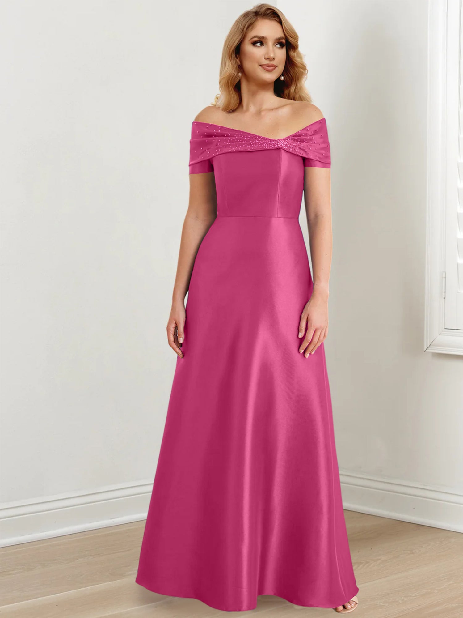Elegant Floor-Length Off-the-Shoulder Mother of the Bride A-Line/Princess Dresses