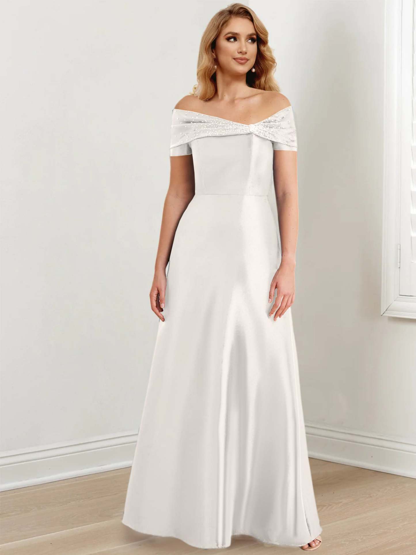 Elegant Floor-Length Off-the-Shoulder Mother of the Bride A-Line/Princess Dresses