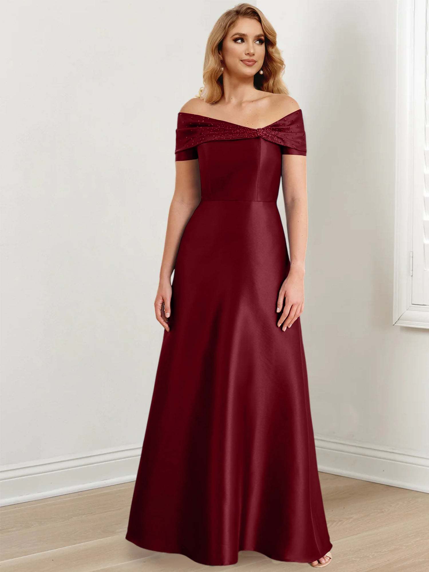 Elegant Floor-Length Off-the-Shoulder Mother of the Bride A-Line/Princess Dresses
