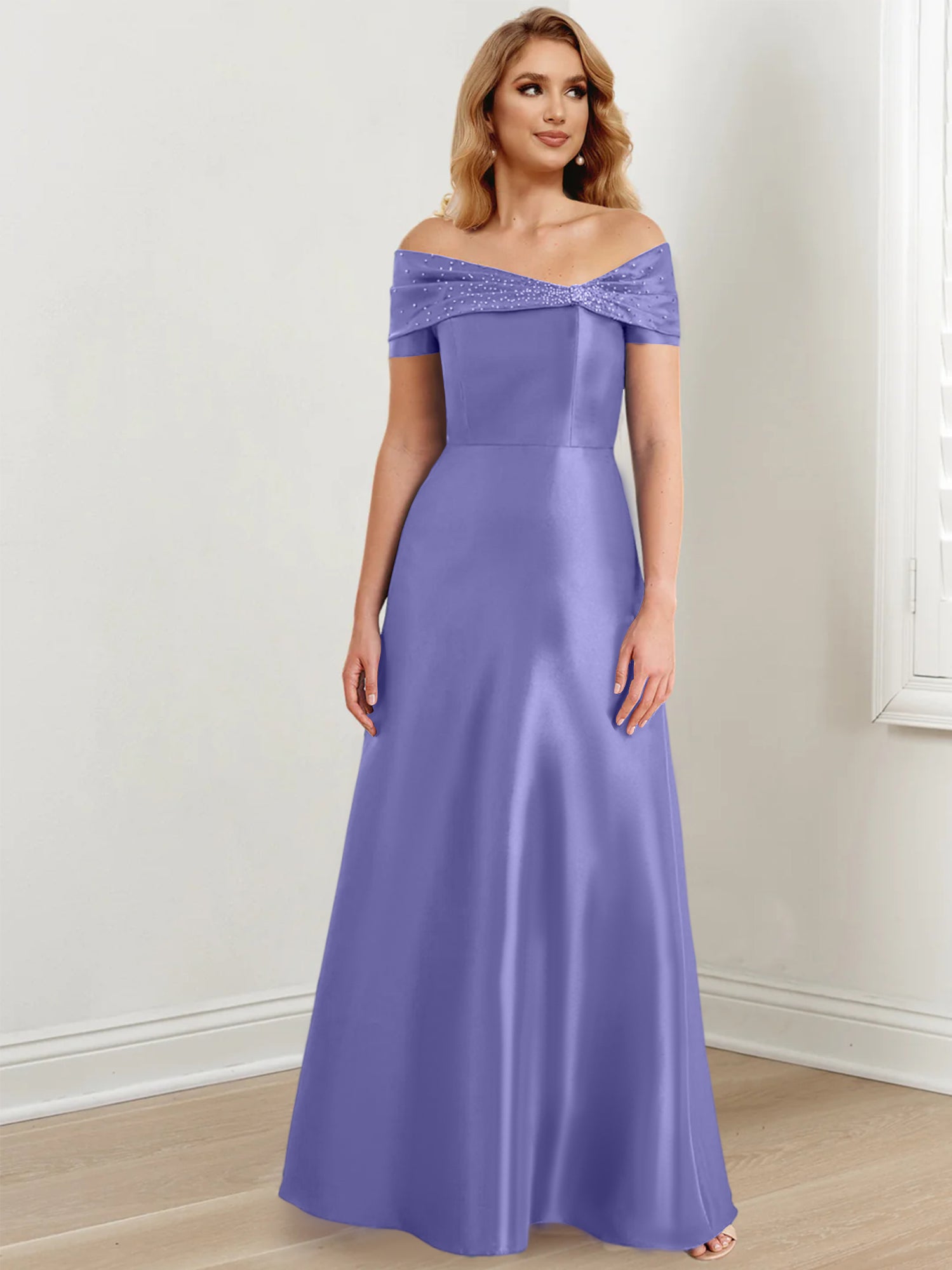 Elegant Floor-Length Off-the-Shoulder Mother of the Bride A-Line/Princess Dresses