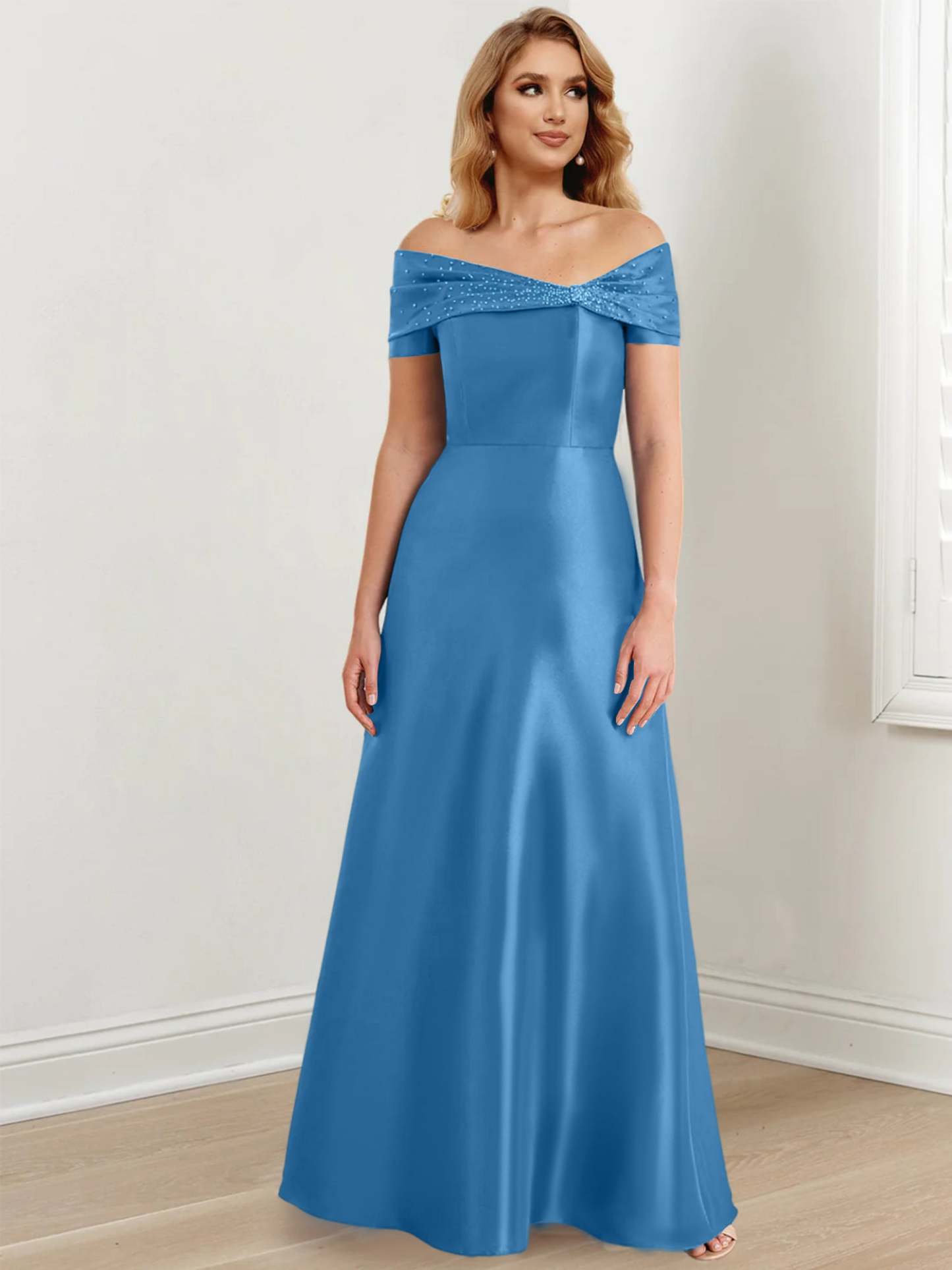 Elegant Floor-Length Off-the-Shoulder Mother of the Bride A-Line/Princess Dresses