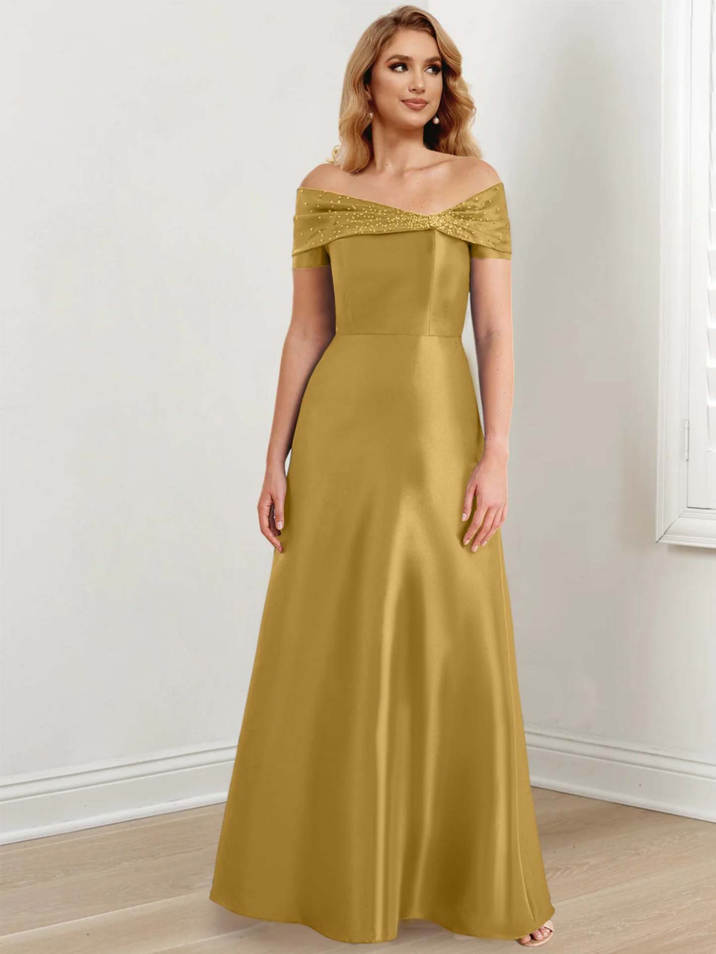Elegant Floor-Length Off-the-Shoulder Mother of the Bride A-Line/Princess Dresses