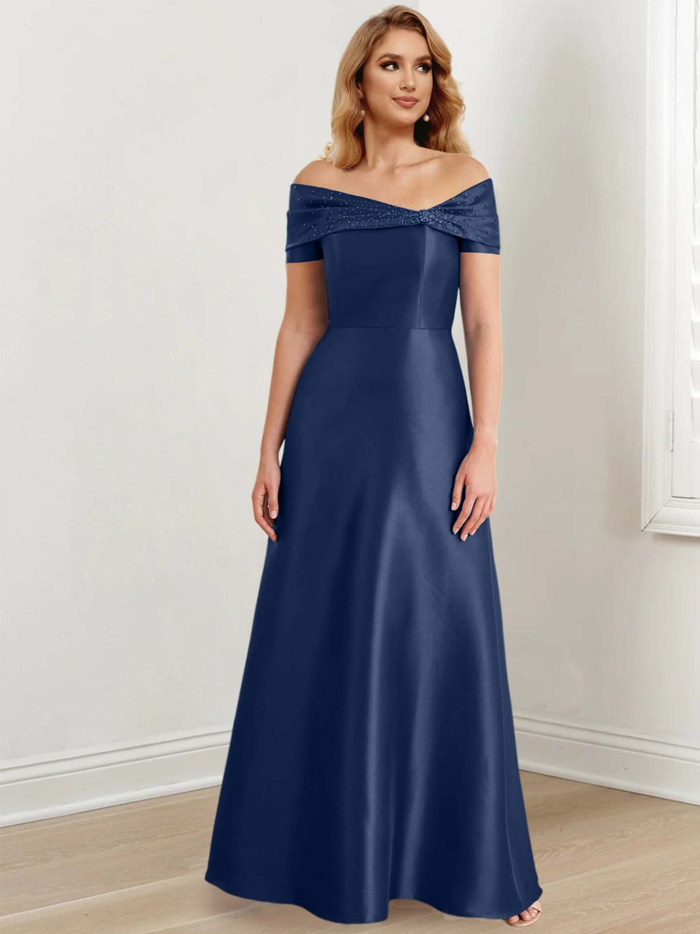 Elegant Floor-Length Off-the-Shoulder Mother of the Bride A-Line/Princess Dresses