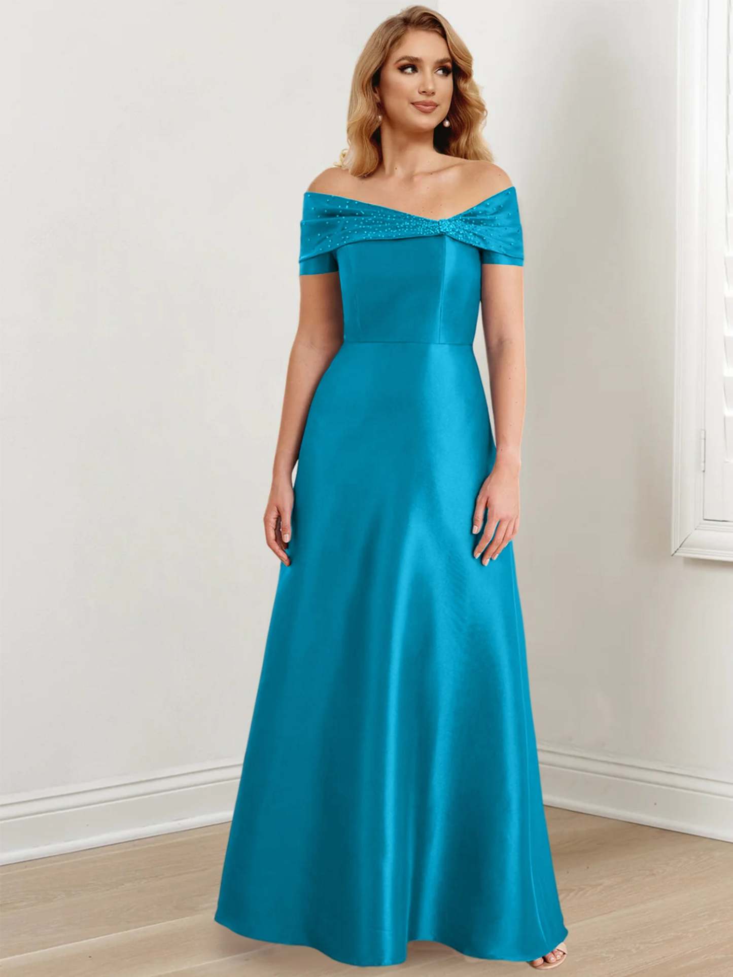 Elegant Floor-Length Off-the-Shoulder Mother of the Bride A-Line/Princess Dresses