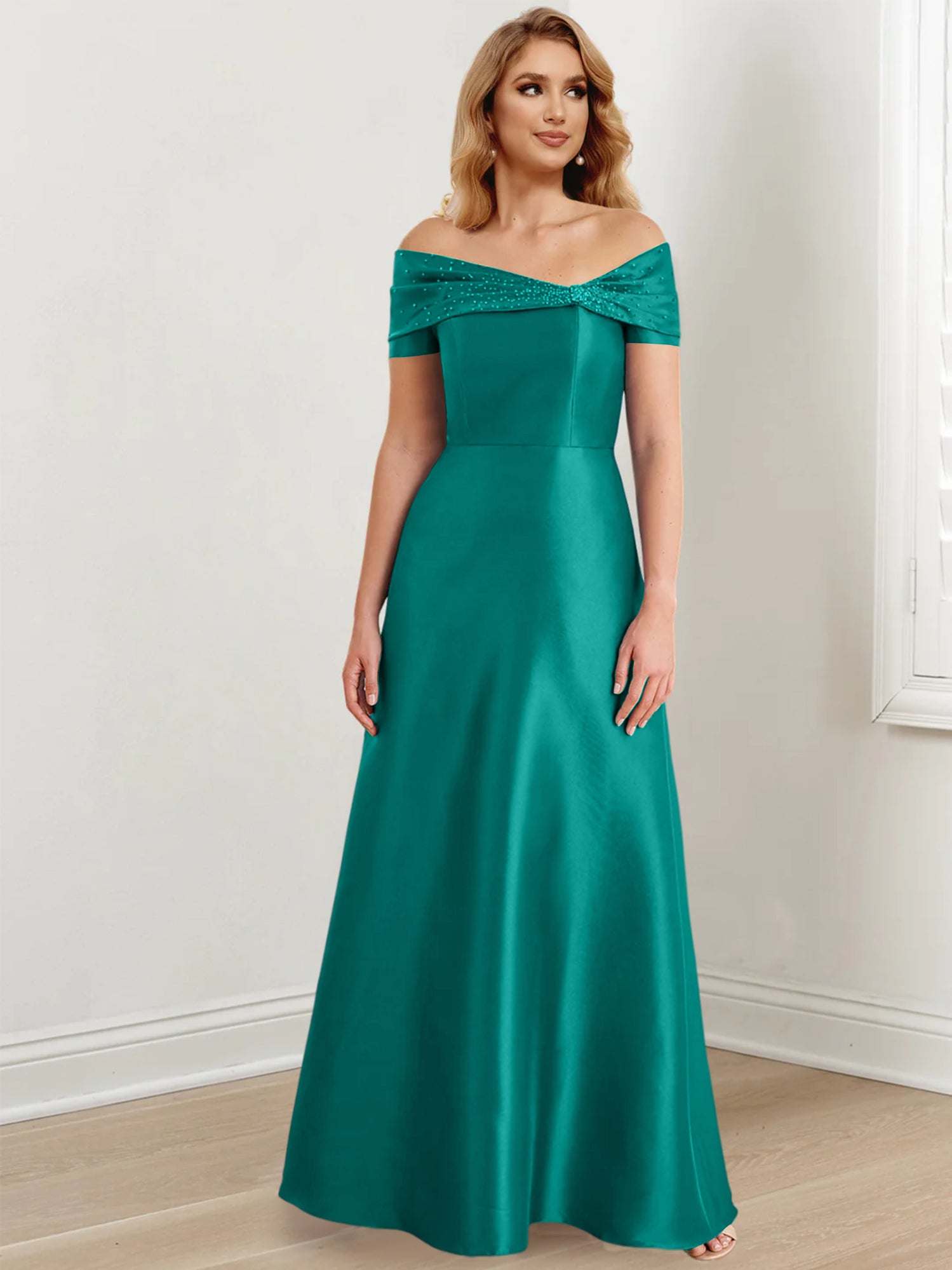 Elegant Floor-Length Off-the-Shoulder Mother of the Bride A-Line/Princess Dresses