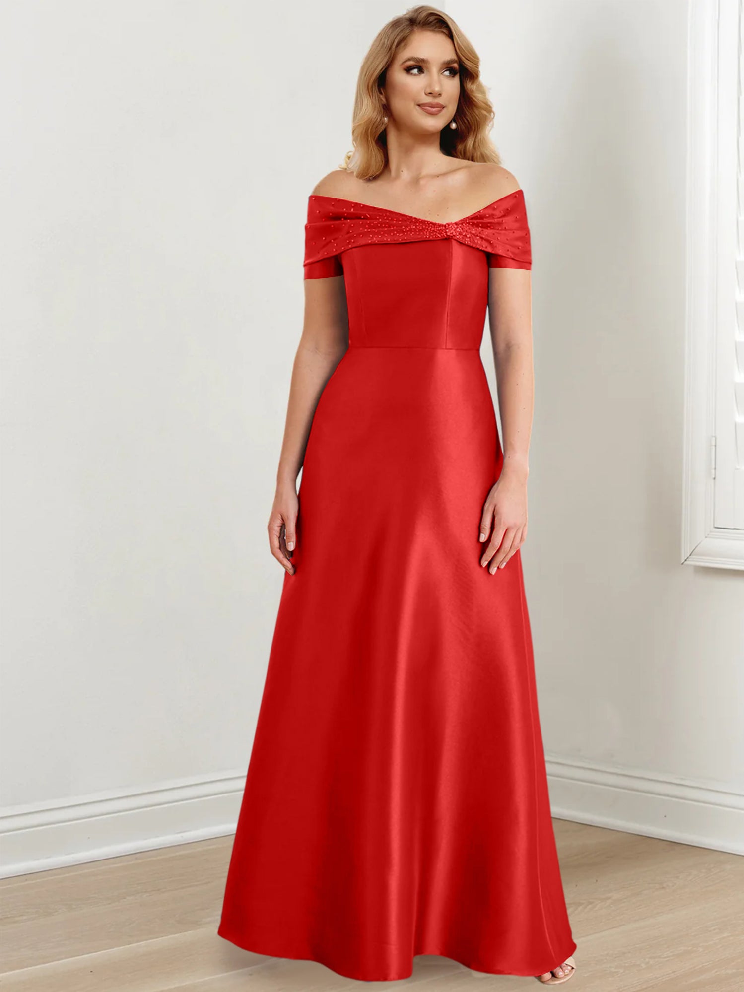 Elegant Floor-Length Off-the-Shoulder Mother of the Bride A-Line/Princess Dresses