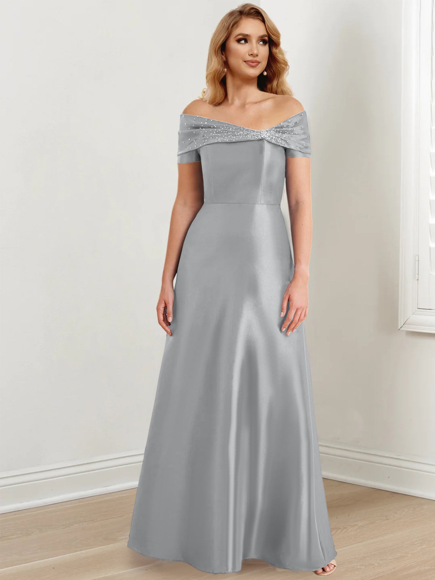 Elegant Floor-Length Off-the-Shoulder Mother of the Bride A-Line/Princess Dresses